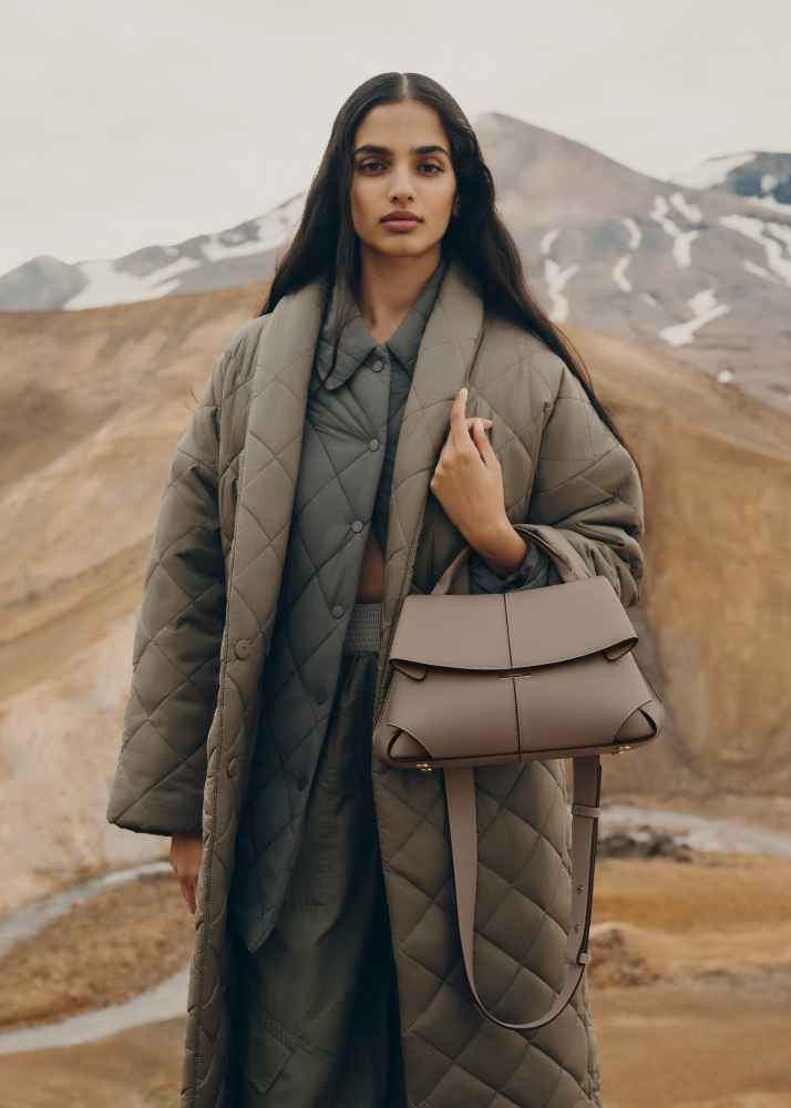 Polene Mokki Edition Textured Beige Shoulder Bag-thumb-5