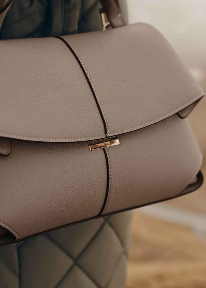 Polene Mokki Edition Textured Beige Shoulder Bag-thumb-1