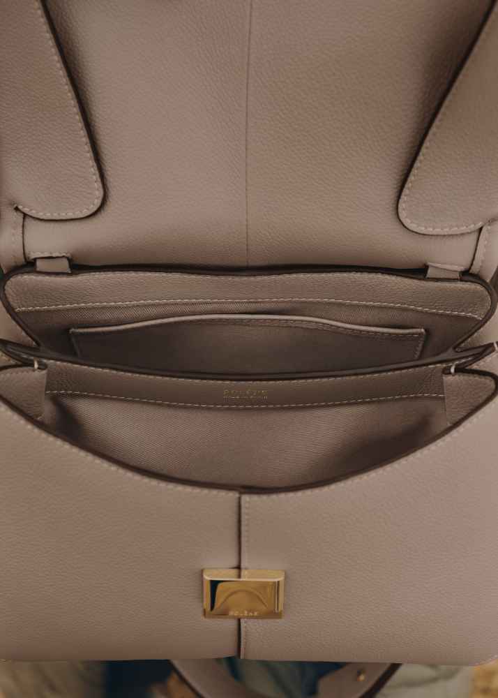 Polene Mokki Edition Textured Beige Shoulder Bag-thumb-2