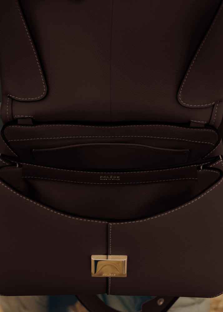 Polene Mokki Edition Textured Dark Brown Shoulder Bag-thumb-3