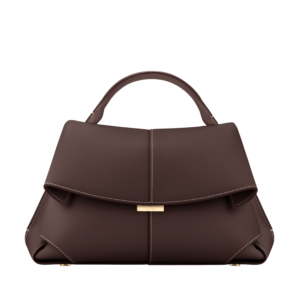 Polene Mokki Edition Textured Dark Brown Shoulder Bag-thumb-0