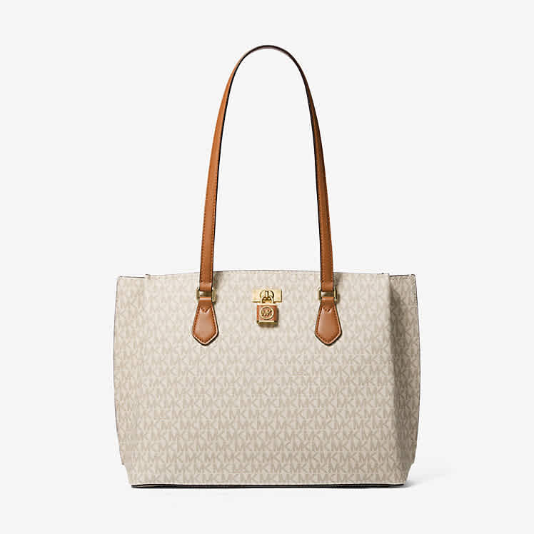 Michael Kors Ruby Large Logo White Tote Bag-thumb-0