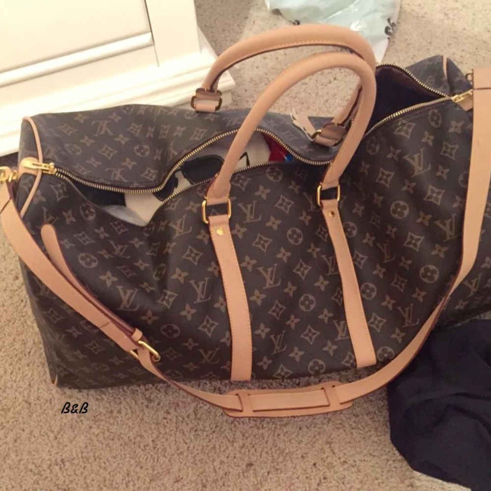 Louis Vuitton Keepall Bandouliére 50 Monogram Canvas Brown Duffle Bag-thumb-1