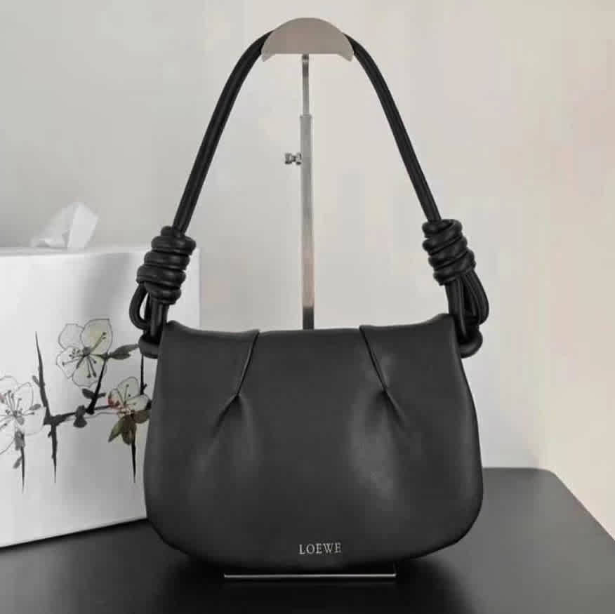 Loewe Black Leather Satchel Bag-thumb-0