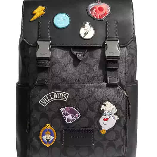 Disney X Coach Track Backpack In Signature Canvas With Patches-thumb-2