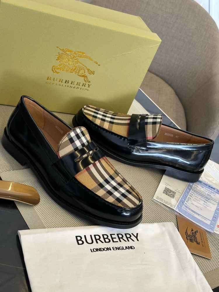 Burberry Matte Black Premium Quality Leather Loafers-thumb-3