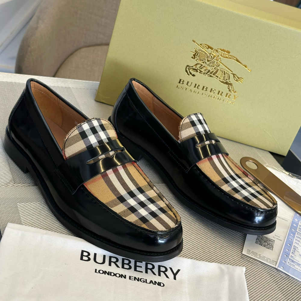 Burberry Matte Black Premium Quality Leather Loafers-thumb-0