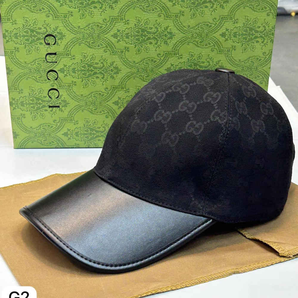 Gucci Embroidered logo Monogram Black Premium Cap-thumb-0