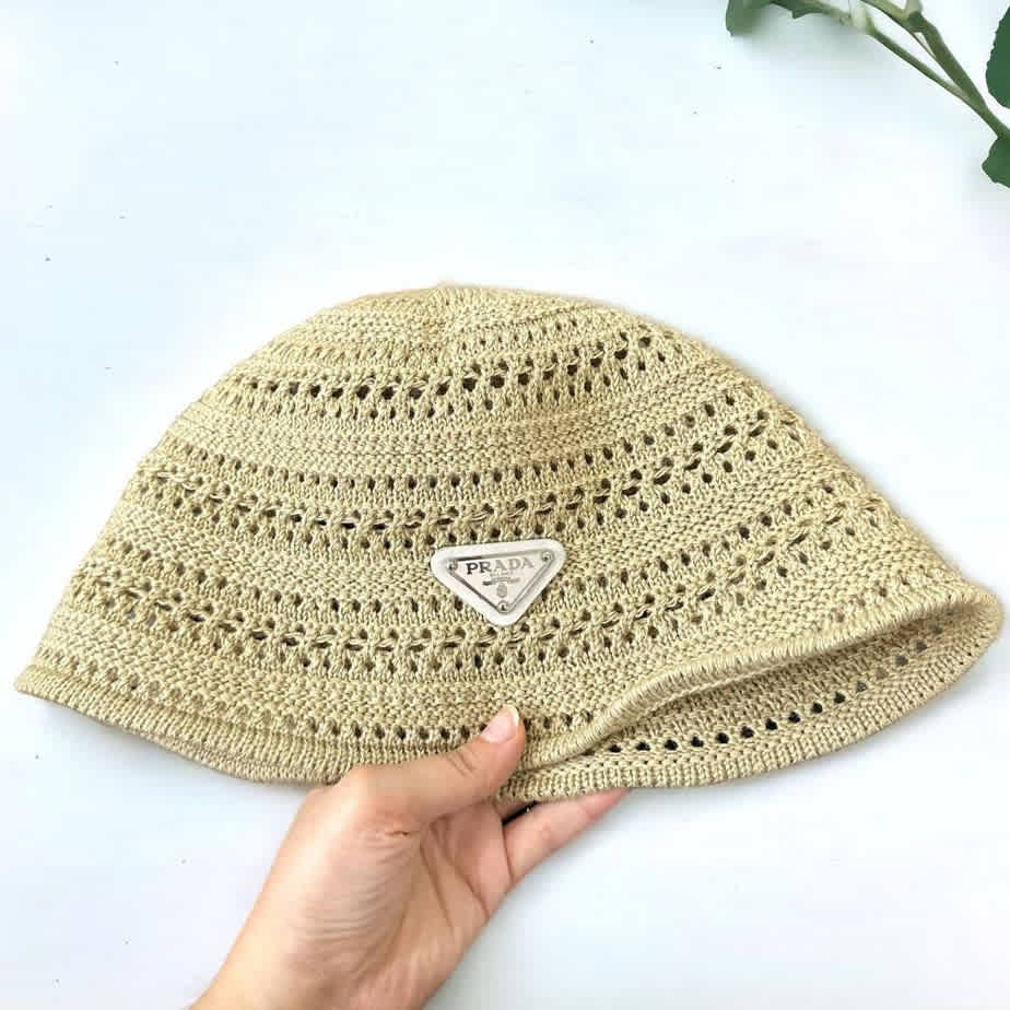 Prada Cream Premium Bucket Hat-thumb-0
