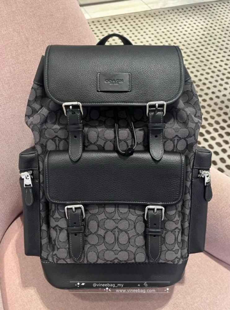 Coach Black Backpack In Signature Canvas-thumb-0