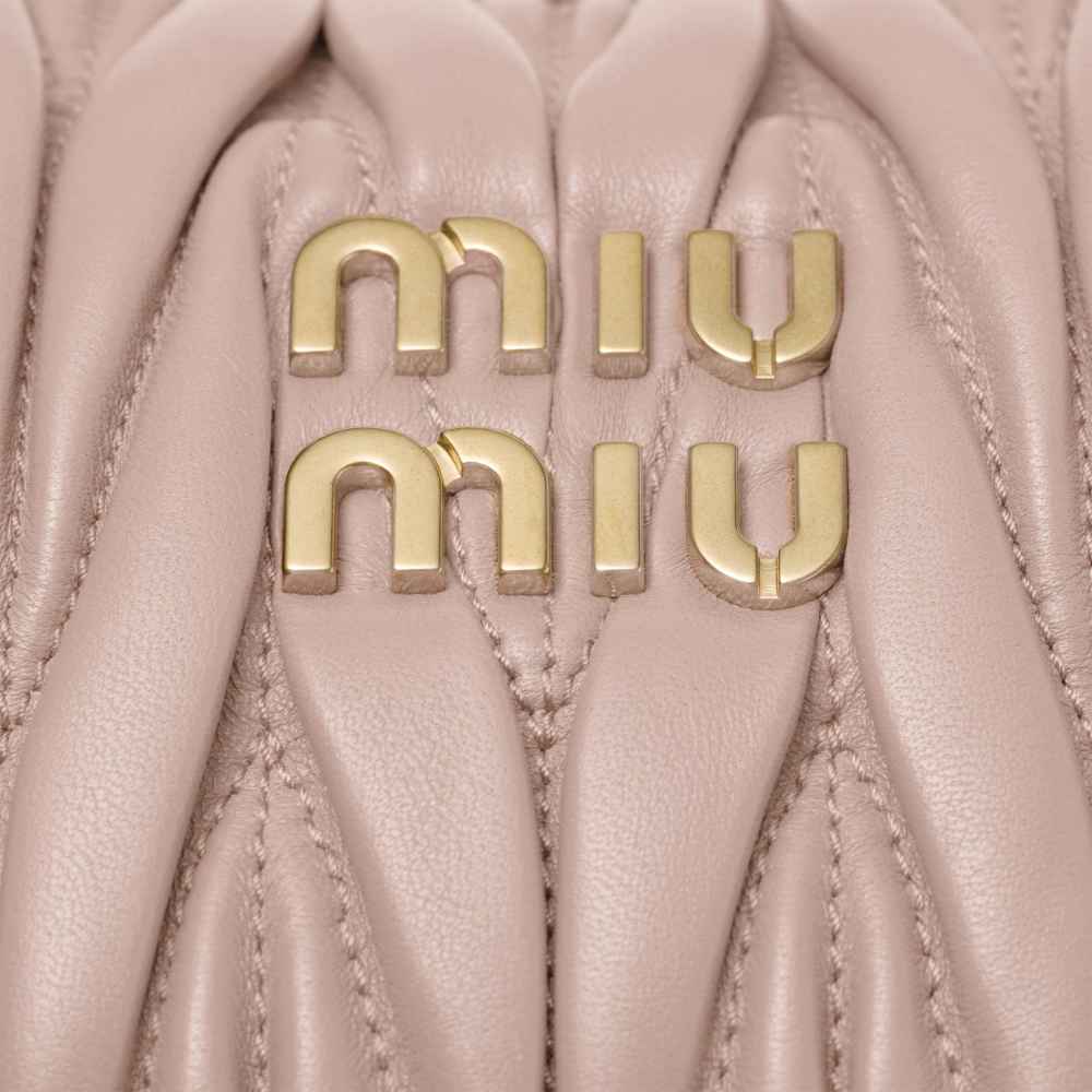 Miu Miu Wander Matlasse Nappa Leather Pink Hobo Bag-4