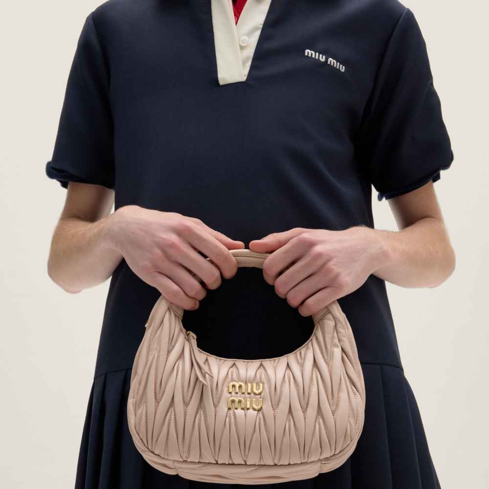 Miu Miu Wander Matlasse Nappa Leather Pink Hobo Bag-6