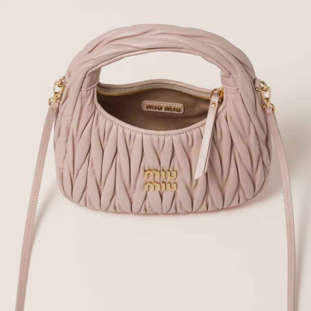 Miu Miu Wander Matlasse Nappa Leather Pink Hobo Bag-3