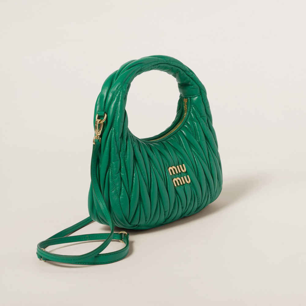 Miu Miu Wander Matlasse Nappa Leather Green Hobo Bag-2