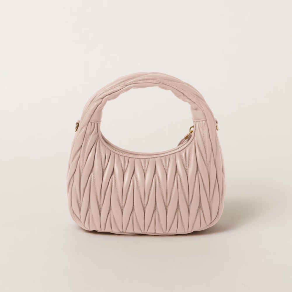 Miu Miu Wander Matlasse Nappa Leather Pink Hobo Bag-1
