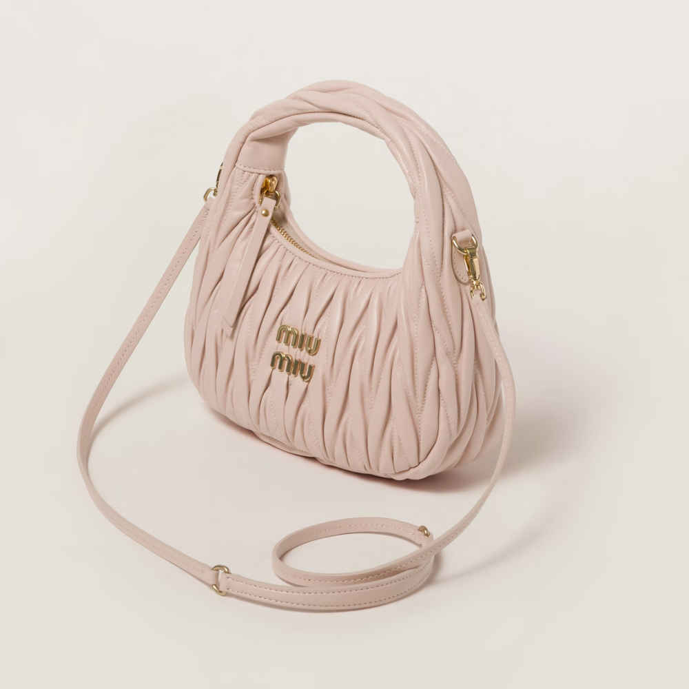 Miu Miu Wander Matlasse Nappa Leather Pink Hobo Bag-2