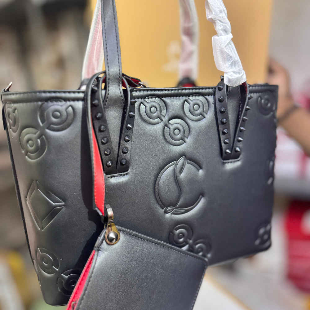 Christian Louboutin Cabata Medium Geniune Leather Black Tote Bag-1