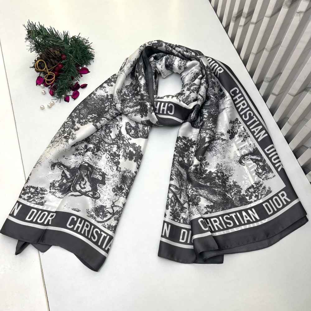 Dior Premium Quality Black & White Silk Stole-thumb-0