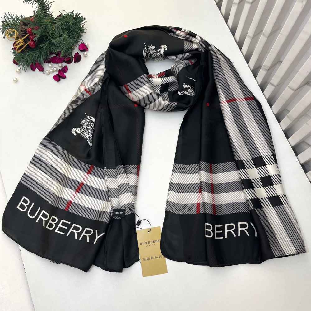 Burberry Designer Black Silk Stole-thumb-0