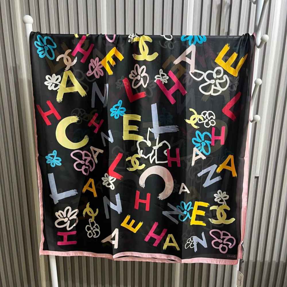 Chanel Premium Quality Black Silk Stole-thumb-1