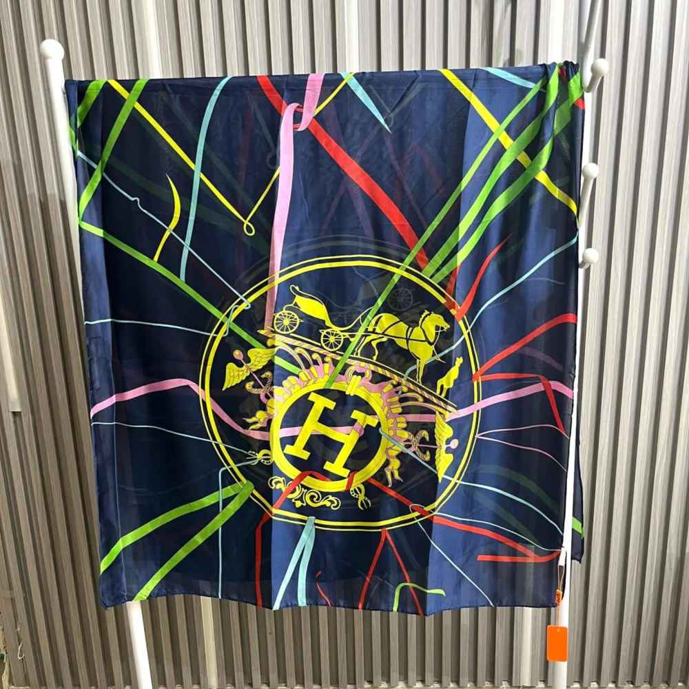 Hermes Premium Quality Blue Silk Stole-1