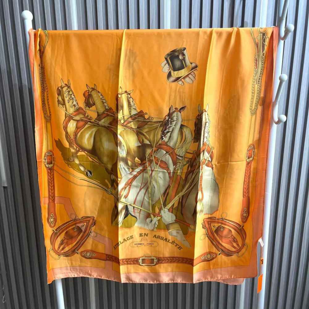 Hermes Premium Quality Orange Silk Stole-1