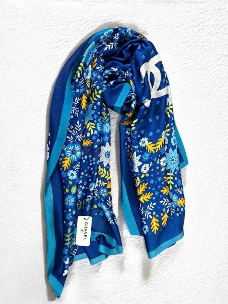 Chanel Premium Quality Blue Silk Stole-thumb-0
