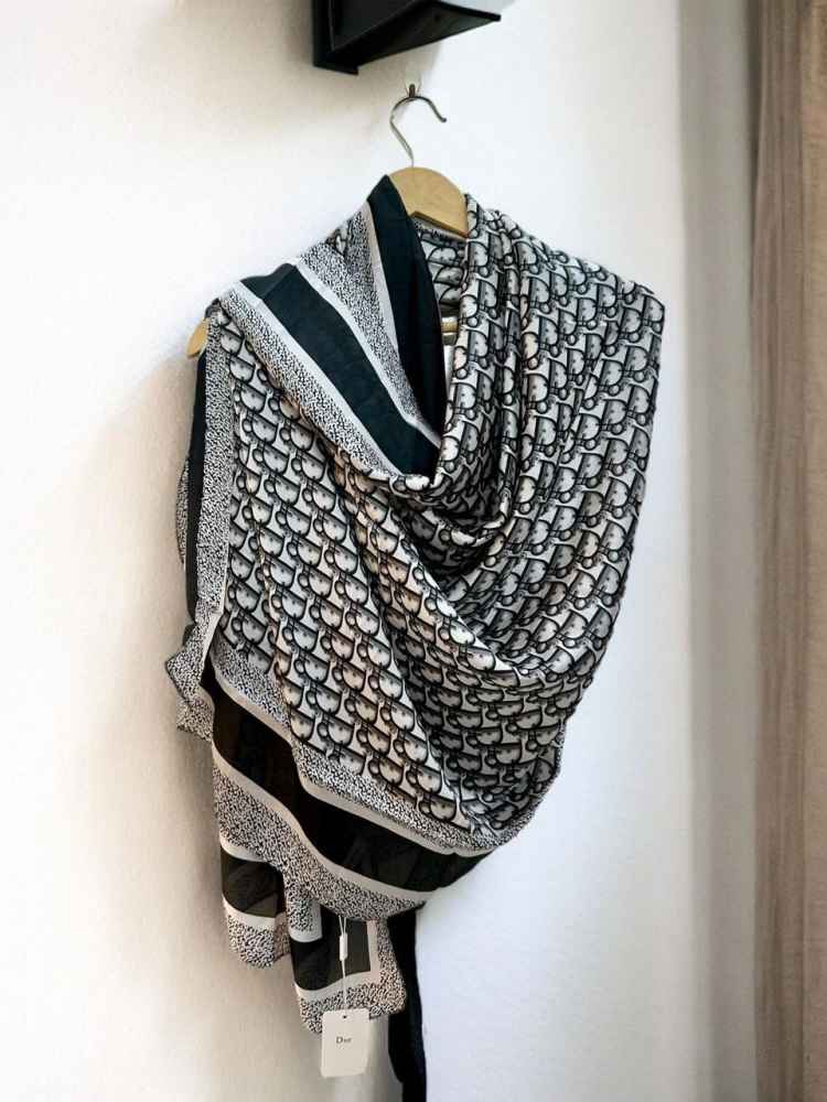 Dior Premium Quality Black Silk Stole-thumb-1