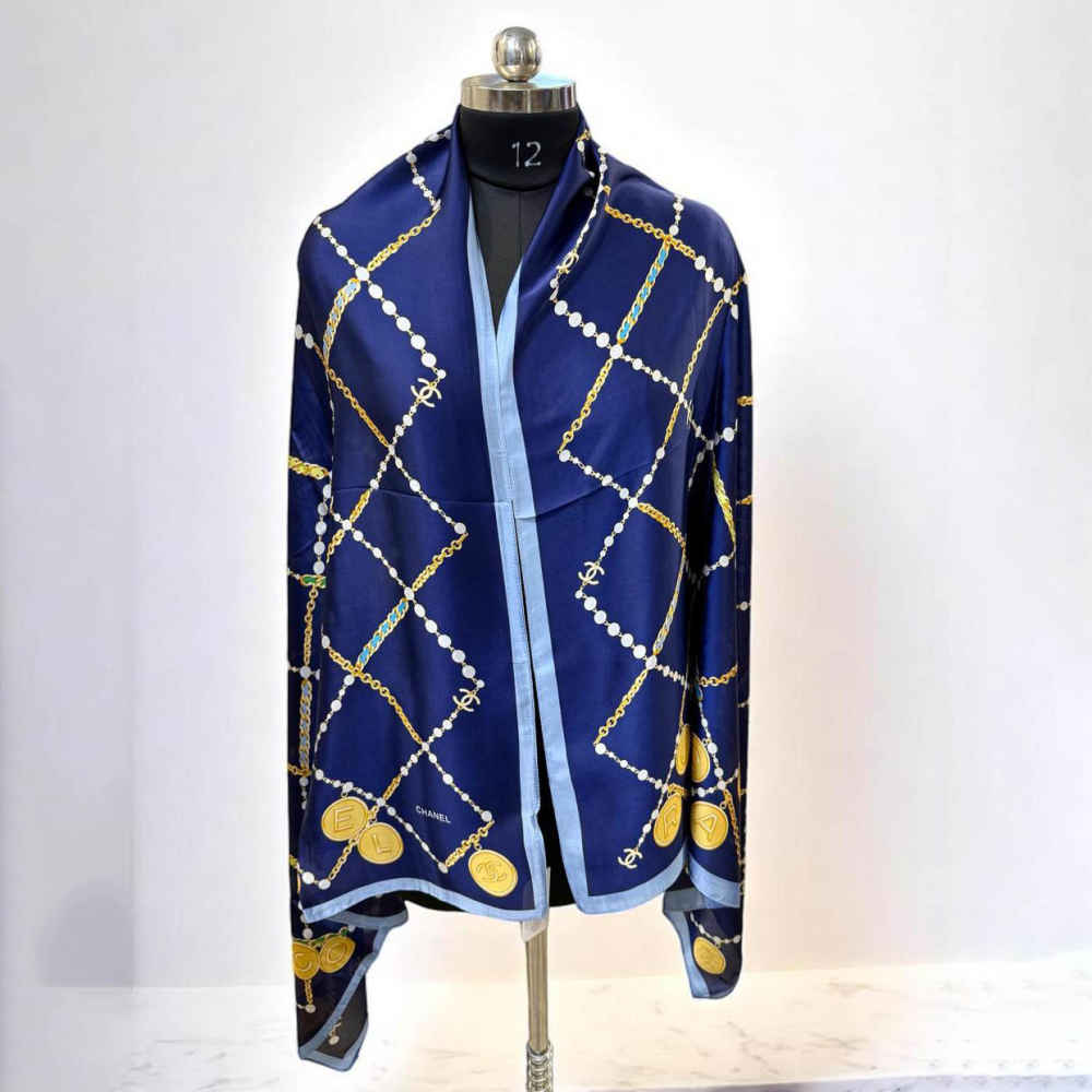 Chanel Premium Quality Blue Silk Stole-thumb-2