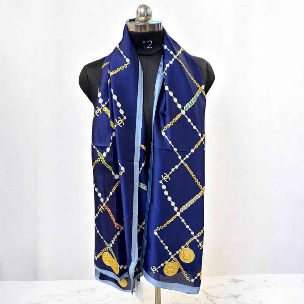 Chanel Premium Quality Blue Silk Stole-thumb-1