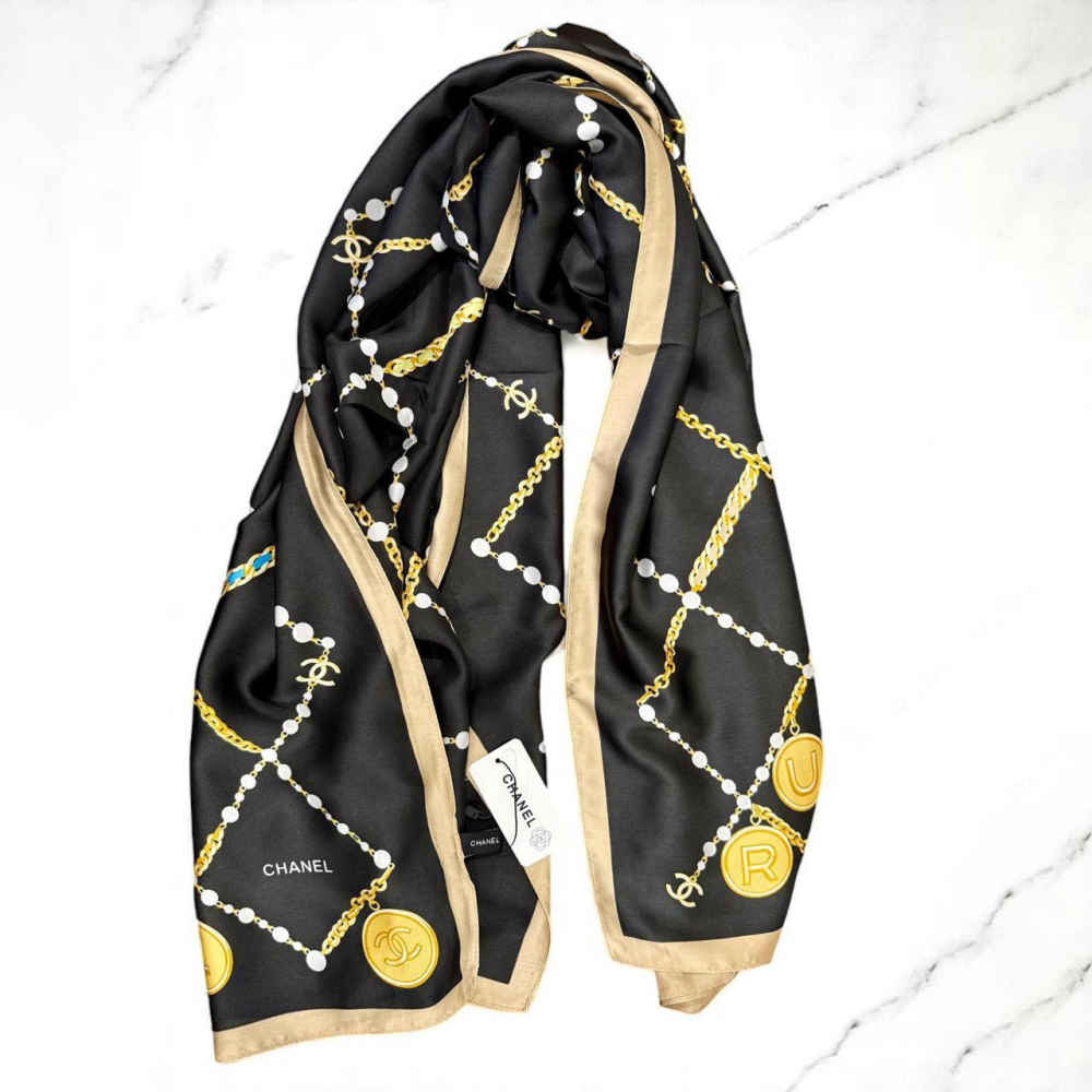 Chanel Premium Quality Black Silk Stole-thumb-1