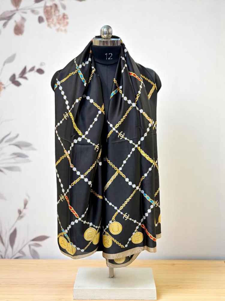 Chanel Premium Quality Black Silk Stole-thumb-0