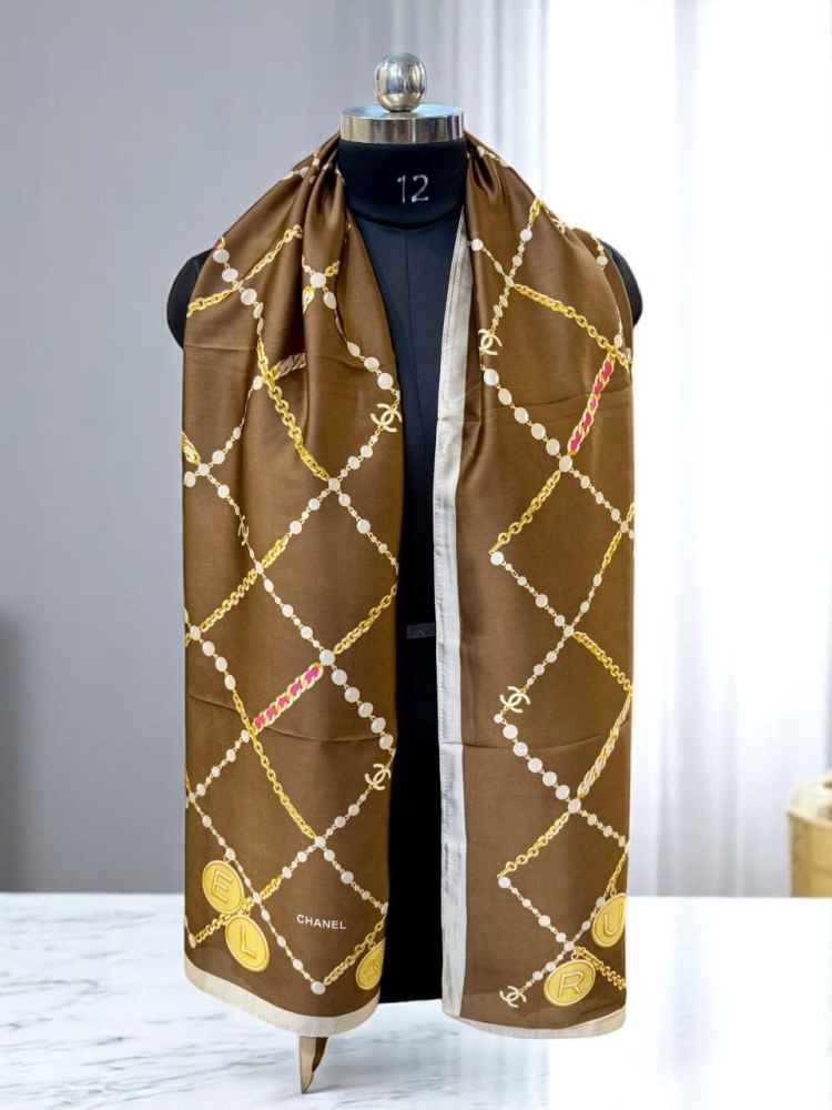 Chanel Premium Quality Brown Silk Stole-thumb-1