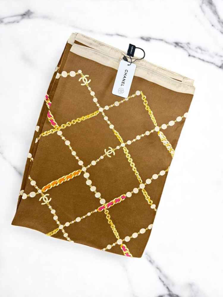 Chanel Premium Quality Brown Silk Stole-thumb-2