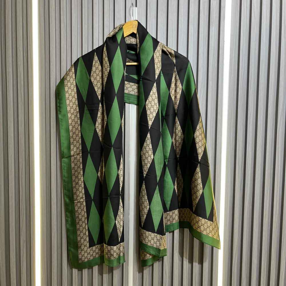 Gucci Designer Green Silk Stole-thumb-1