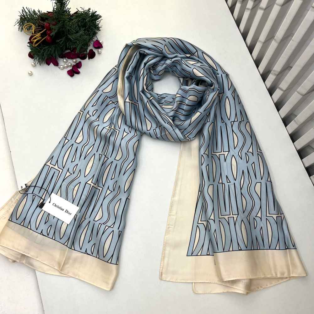 Dior Premium Quality Sky Blue Silk Stole-thumb-0
