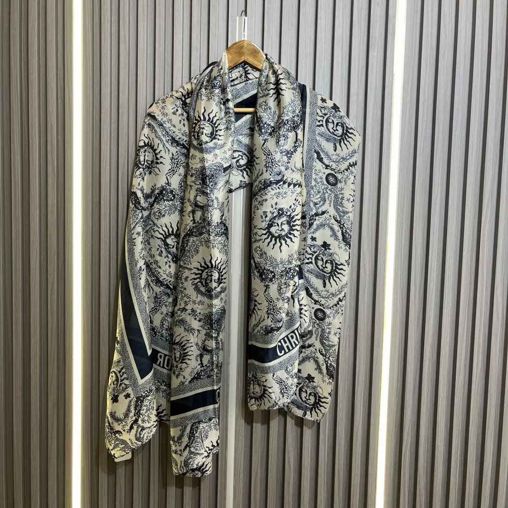 Dior Premium Quality Black & White Silk Stole-thumb-1