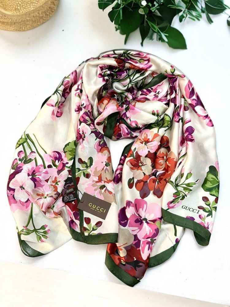 Gucci Designer White Silk Stole-2
