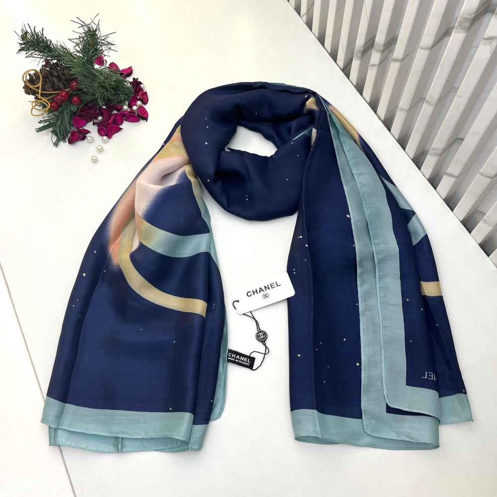 Chanel Premium Quality Blue Silk Stole-thumb-0