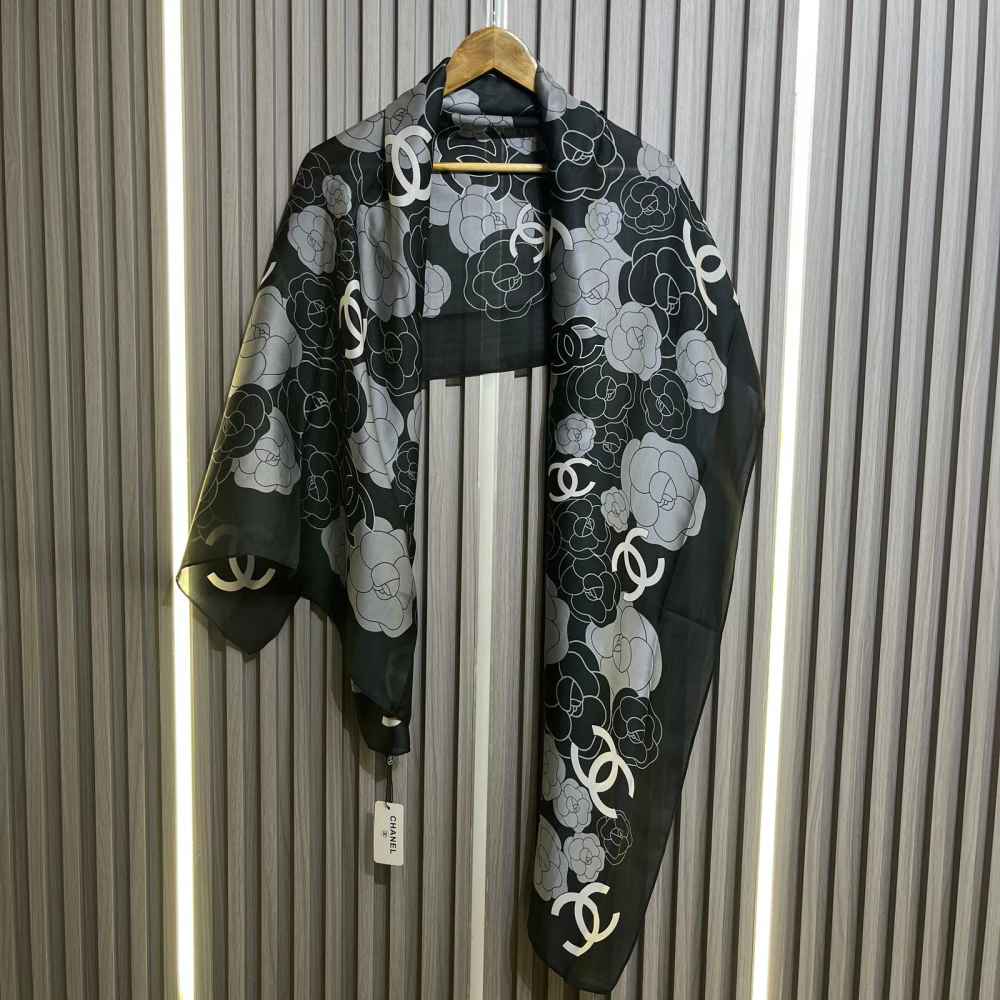 Chanel Premium Quality Black Silk Stole-thumb-1