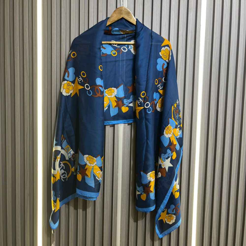 Chanel Premium Quality Blue Silk Stole-thumb-1