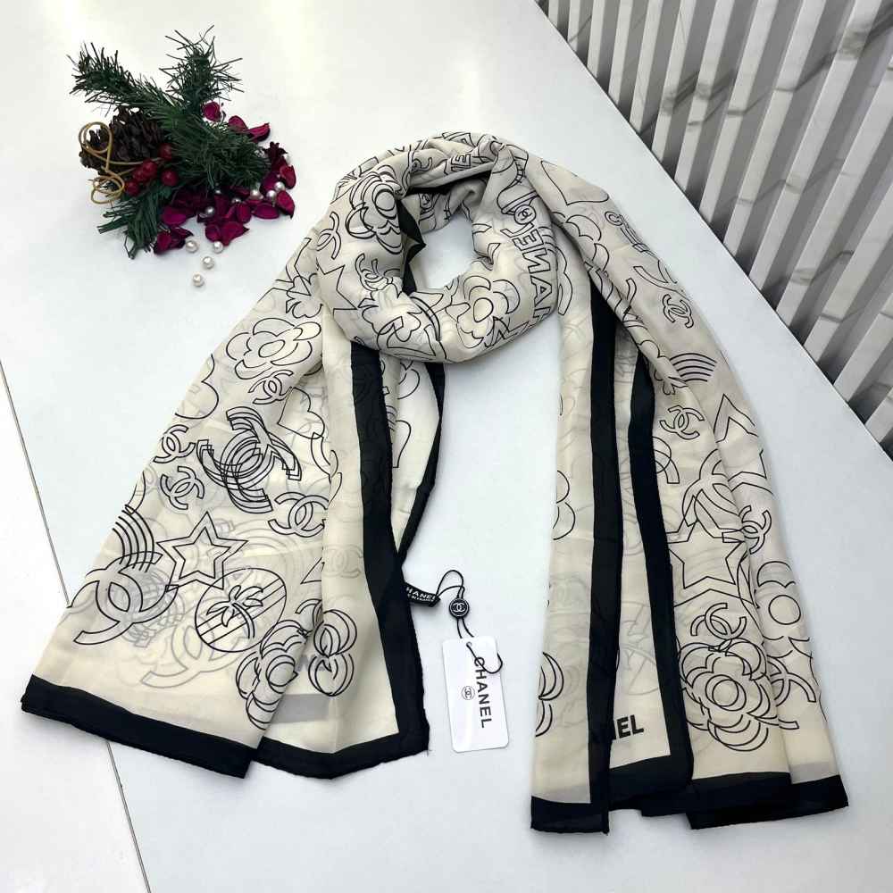 Chanel Premium Quality White Silk Stole-thumb-0
