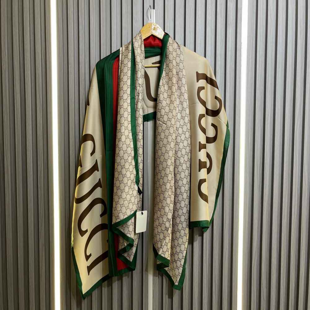 Gucci Designer Beige Silk Stole-1