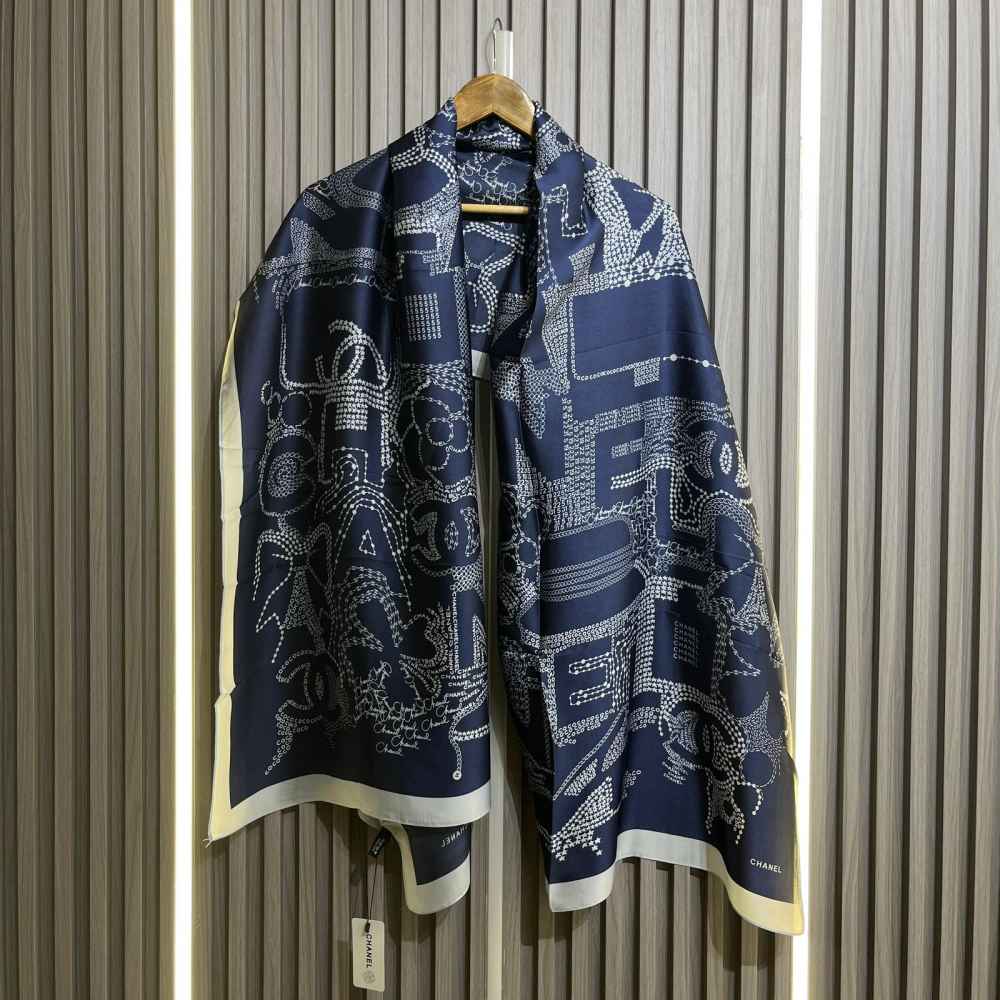 Chanel Premium Quality Blue Silk Stole-thumb-1