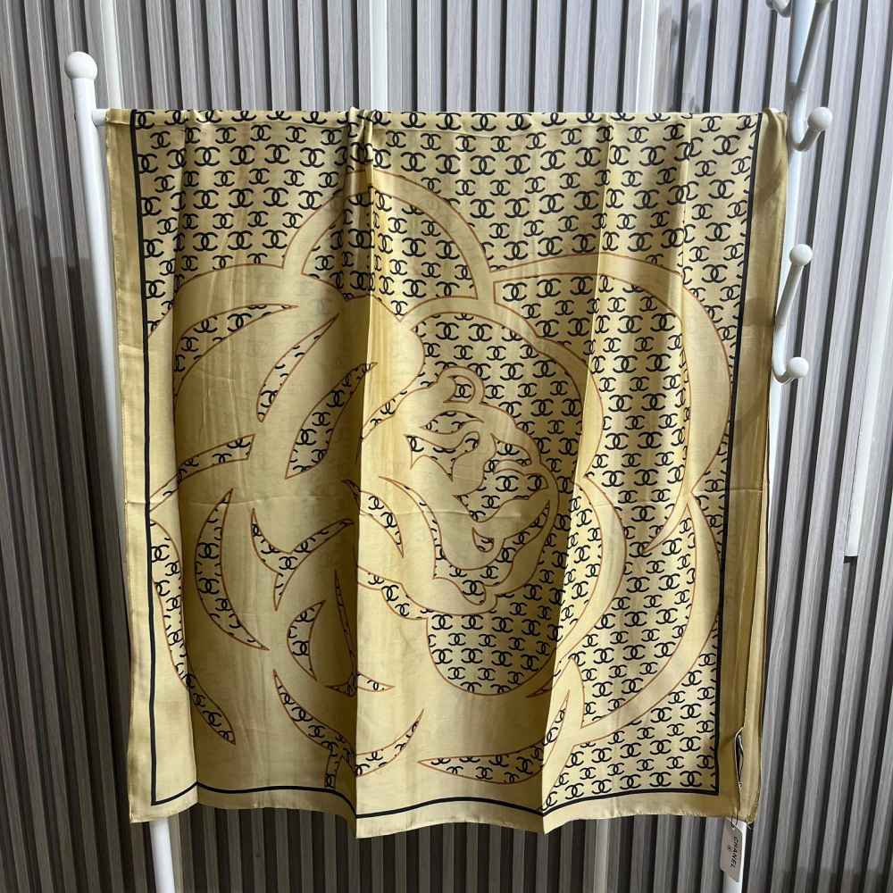 Chanel Premium Quality Cream Silk Stole-thumb-1