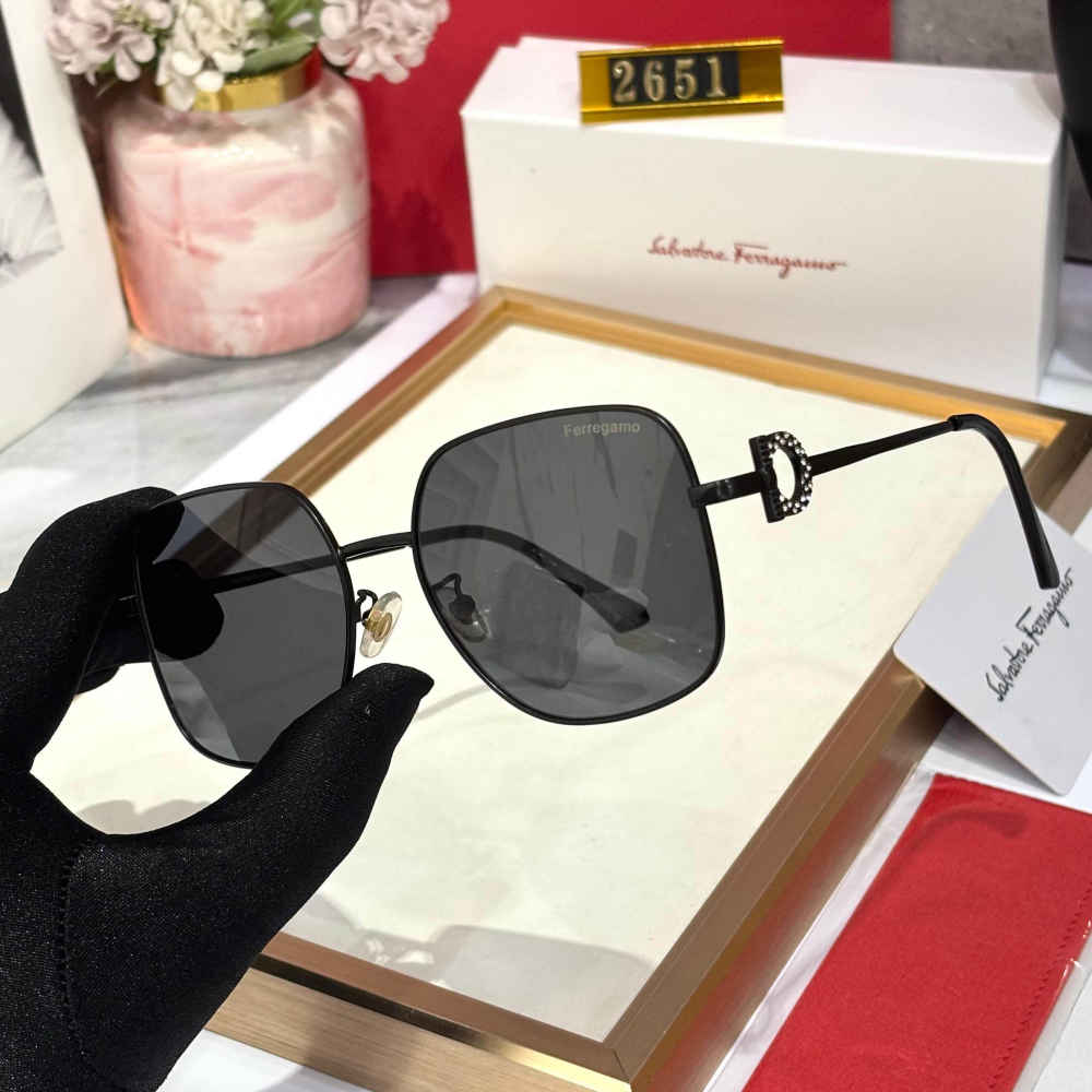 Ferragamo Black Premium Women's Sunglasses-1