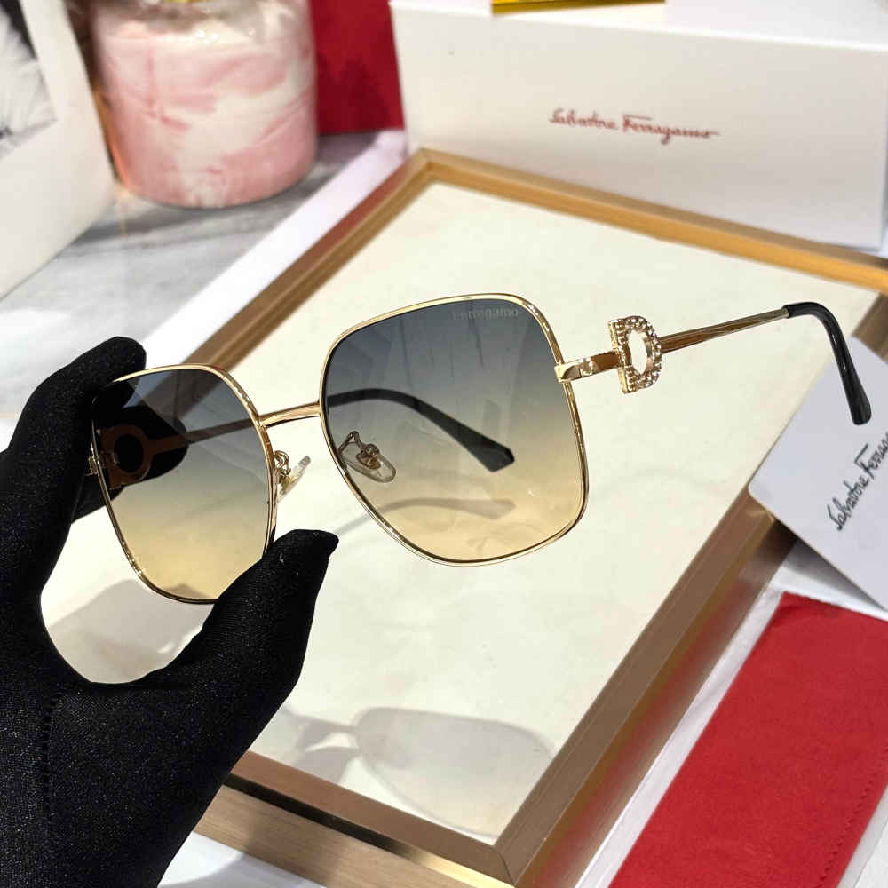 Ferragamo Blue & Brown Premium Women's Sunglasses-thumb-1