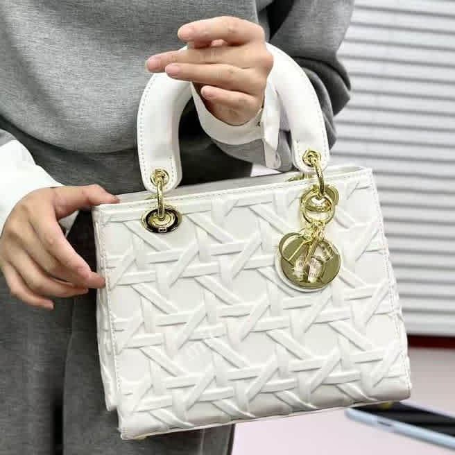 Lady Dior White Handbag-thumb-0