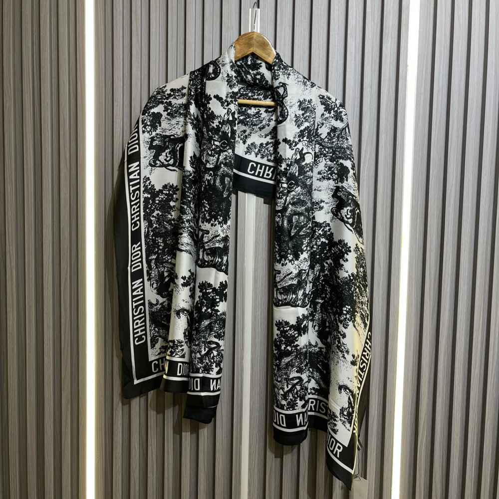 Dior Premium Quality Black Silk Stole-thumb-1