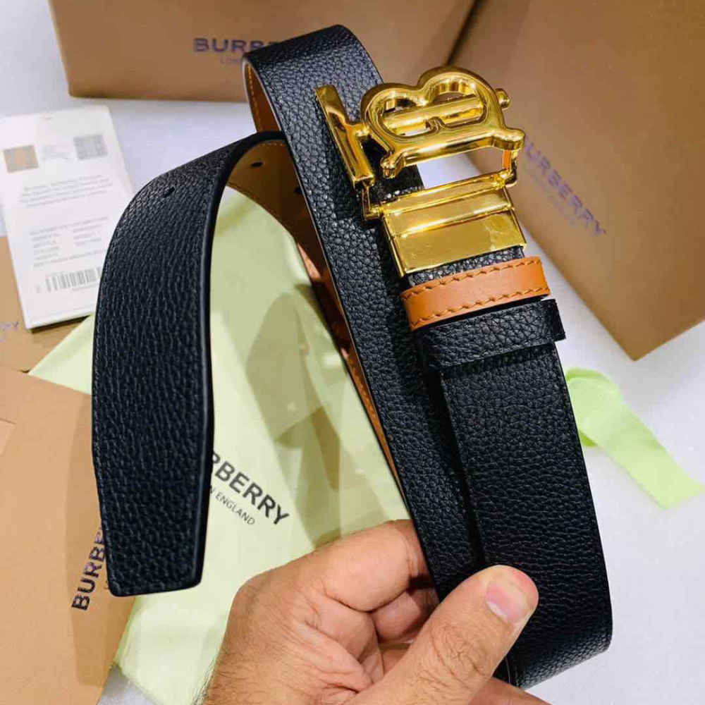 Burberry Black & Golden Embellished Buckle Belt-1